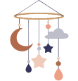 Baby mobile with moon, star and cloud
