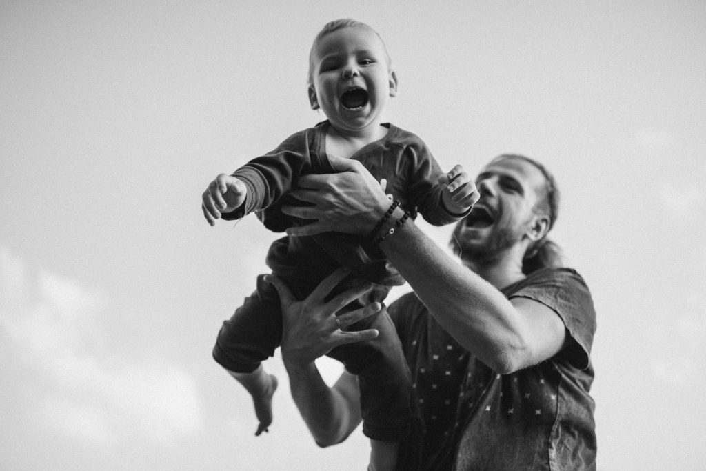 Dad and toddler on the floor