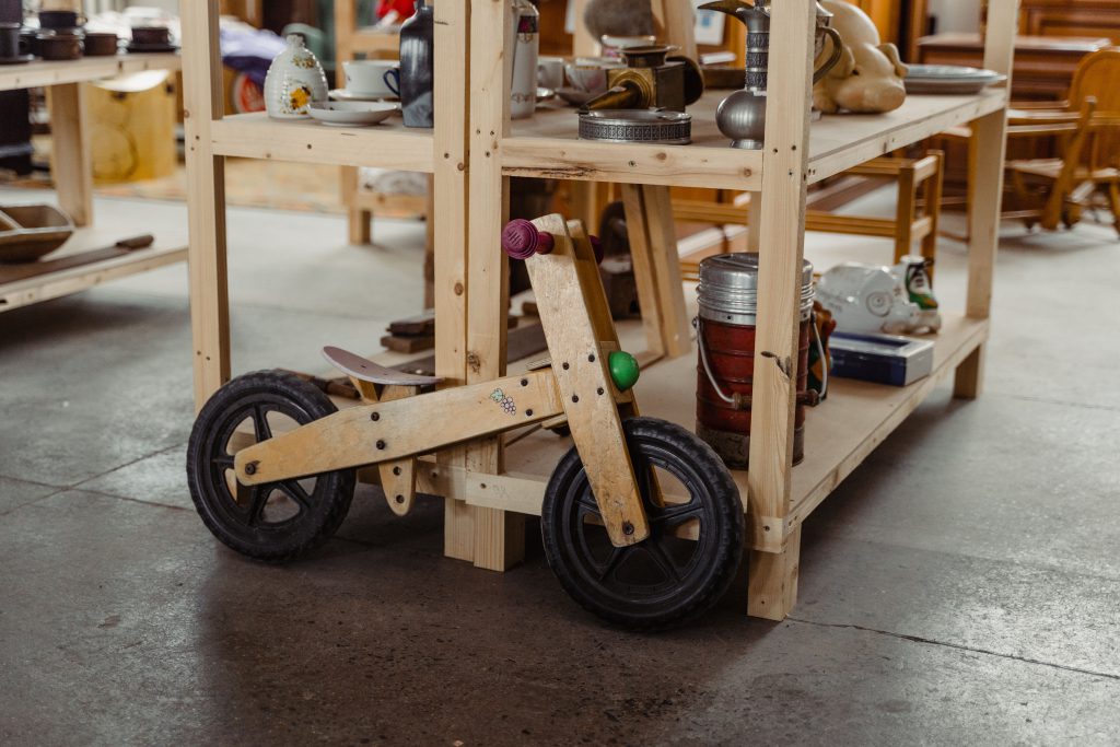 Wooden doll stroller