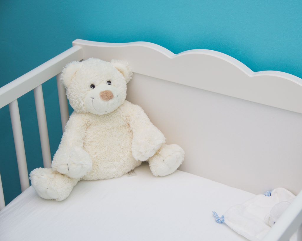 Bare crib, fitted sheet only